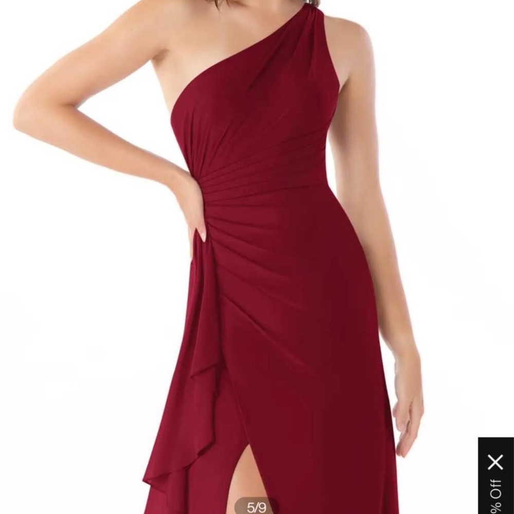 Azazie One-Shoulder Wine Dress